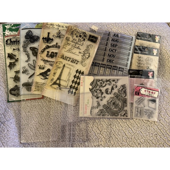 Close To My Heart Other - Acrylic Scrapbooking Stamp Lot Acrylic Blocks And Rubber Stamps